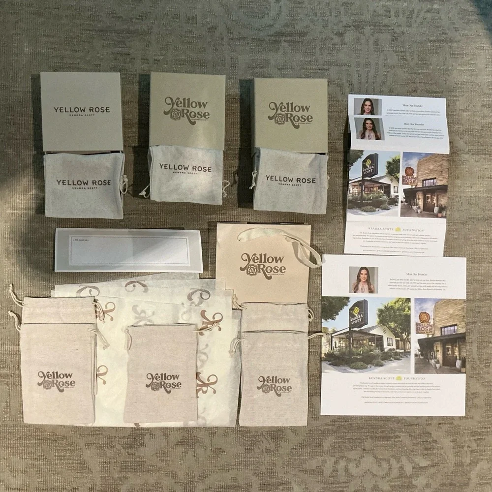 Kendra Scott Yellow Rose Gift Boxes and Cloth Bags